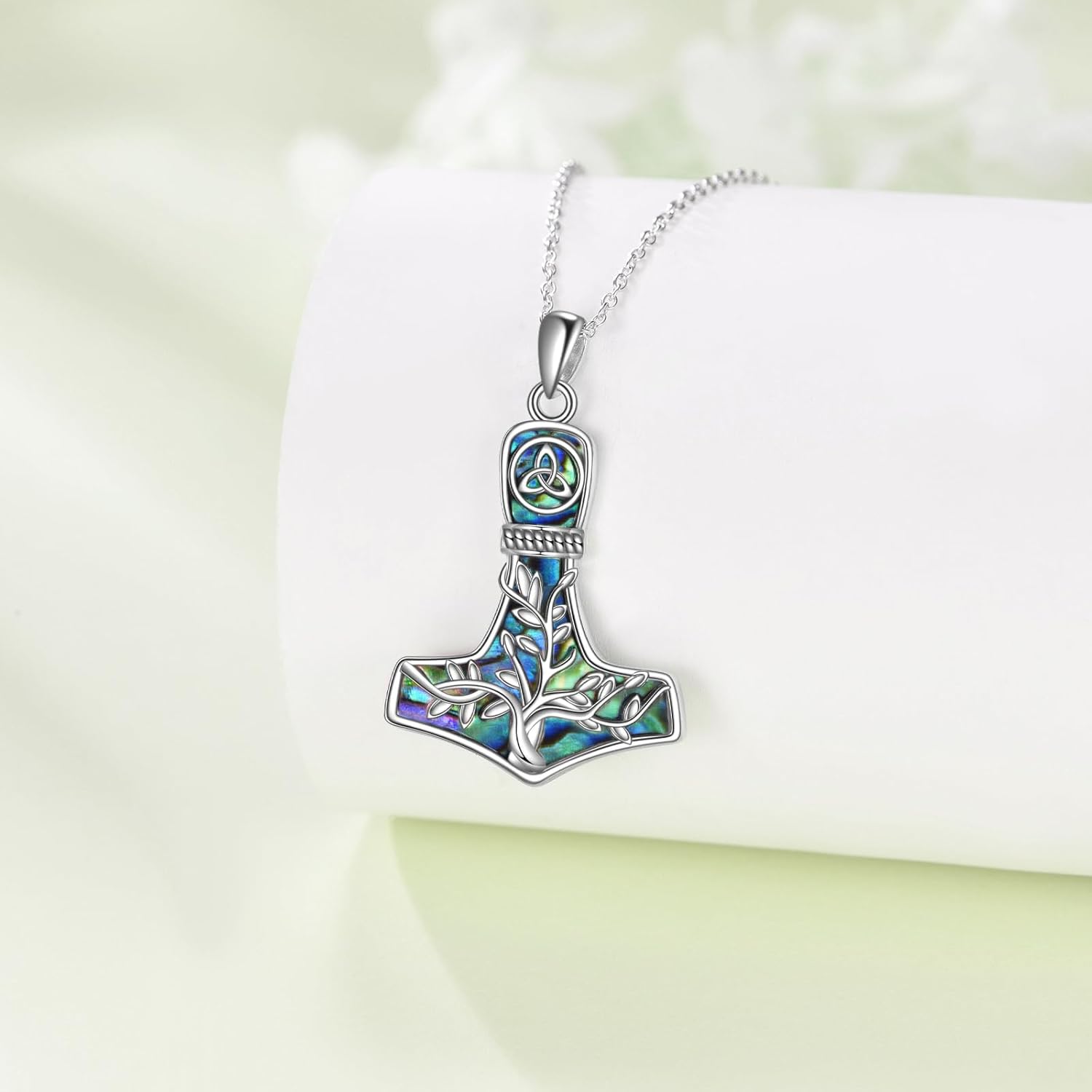 Thor Hammer Necklace 925 Sterling Silver Tree of Life Celtic Knot Viking Mjolnir Necklace Oxidize Norse Runes Amulet Jewelry Gifts for Women Men - Image 6