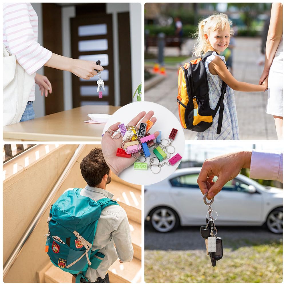 Portachiavi Blocchi Costruzione - Set 20 Pezzi Colorati Per Bambini E Decorazione