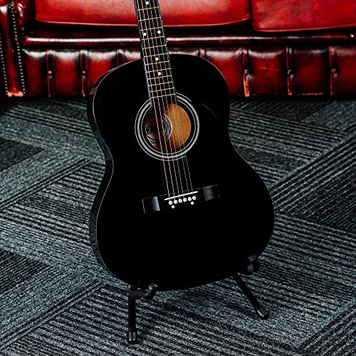 Image of 3rd Avenue Full Size 4 /4 Acoustic Guitar Steel String Pack Bundle for Beginners - Bag, Picks and Spare Strings - Black