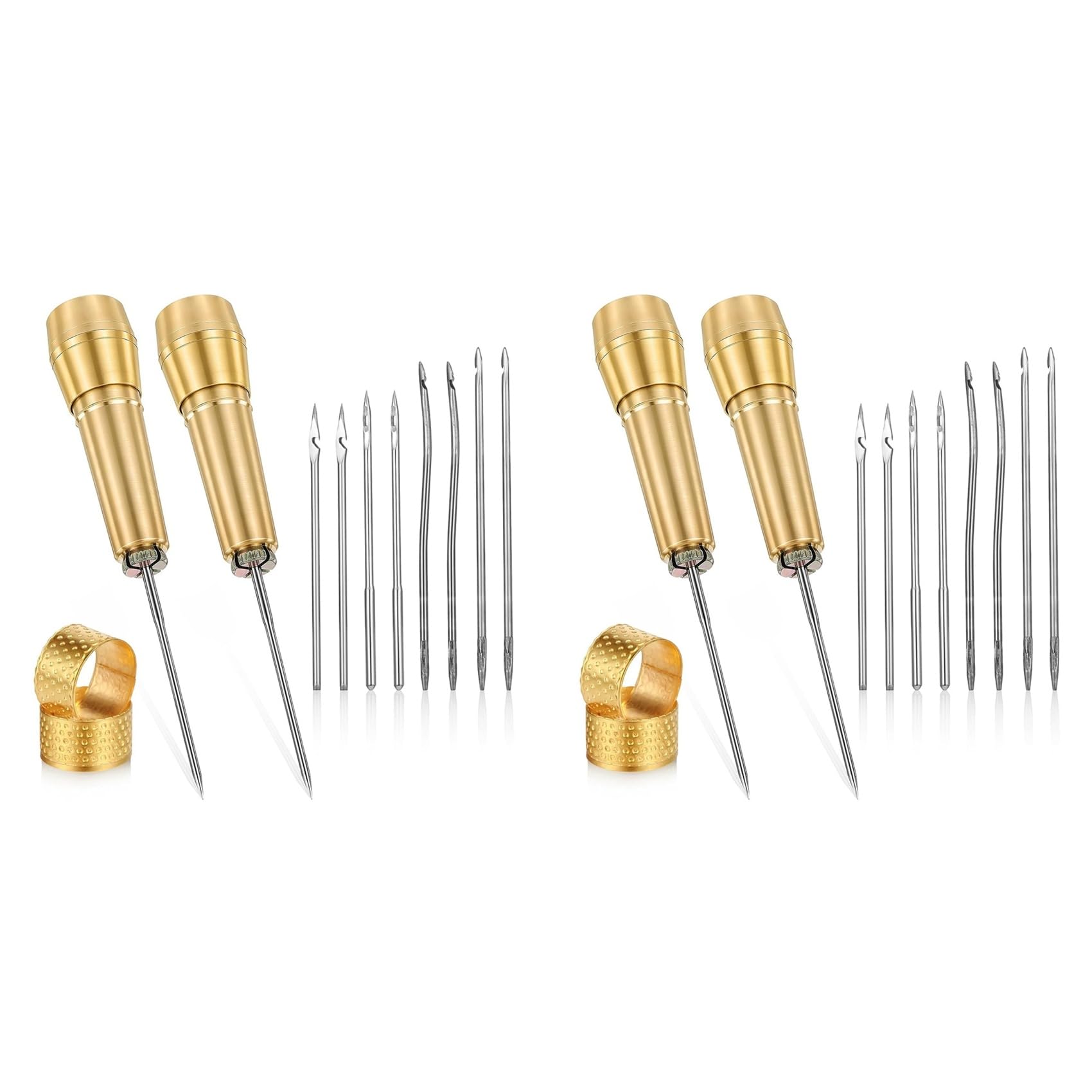Jnchdghwa As Shown 28 Pcs Leather Sewing Awl Needle Set With Copper Handle, Leather Sewing Needle Awl For Leather Craft Sewing Tools