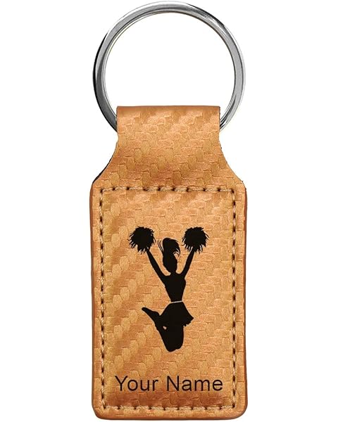 LaserGram Rectangle Keychain, Cheerleader, Personalized Engraving Included
