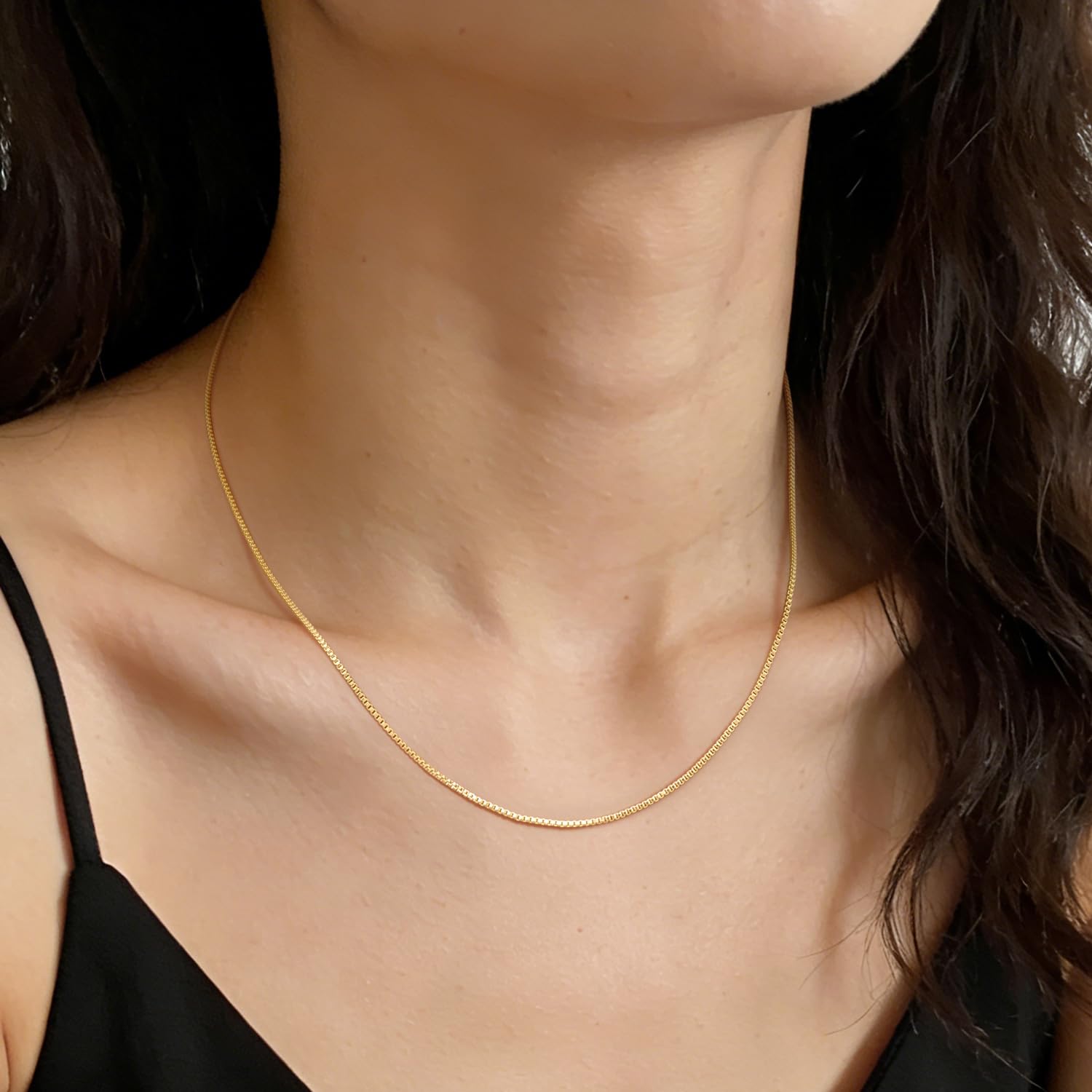 Collane da donna in oro 14 carati da 1,0/1,1/1,2/1,3 mm, catena in oro da donna, collana a catena veneziana in oro da donna, struttura classica con look lucido, collana a catena sottile da