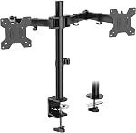 WALI Dual Monitor Arm for 13-27 Inch Screens (M002), Black | Monitor Arms for 2 Monitors up to 10 kg Each, Adjustable with Swivel Tilt Rotation, Ergonomic, Space Saving, VESA 75/100mm