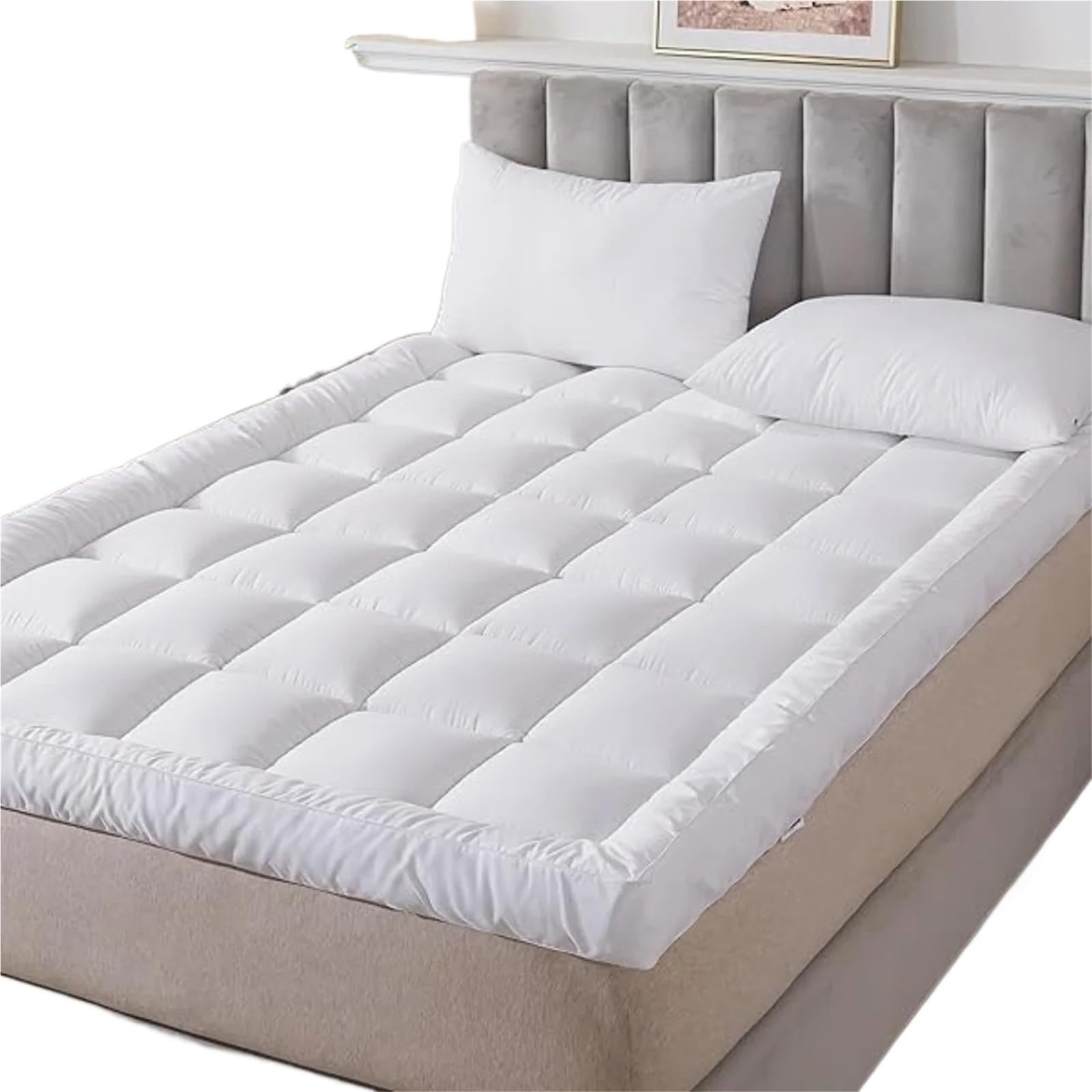 Mattress Topper Mattress Topper 4 Inch/10cm Heavy Fill Super Soft And Fluffy Hand Filled(Super King)