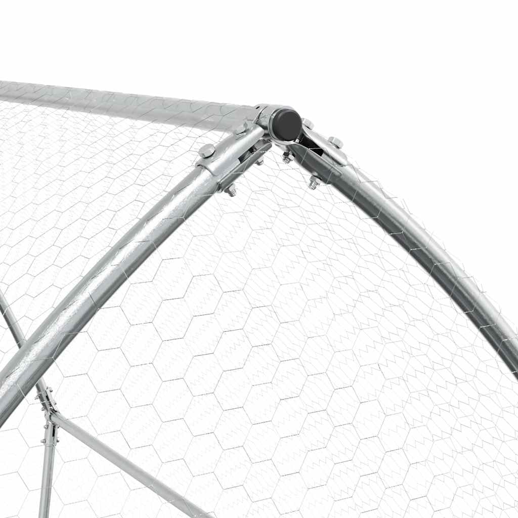 vidaXL Hühnerkäfig, Hühnerstall mit Schwenktür, Freigehege für Hühner Kleintiere, Hühnerhaus, Silbern Verzinkter Stahl