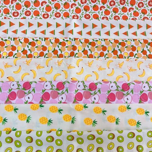 Image of Cotton Fabric DIY Making Supplies Quilting Patchwork Fabric Fat Quarter Bundles DIY for Quilting Cotton Patchwork Cushions (new Fruit, 20 inch x 20 inch)