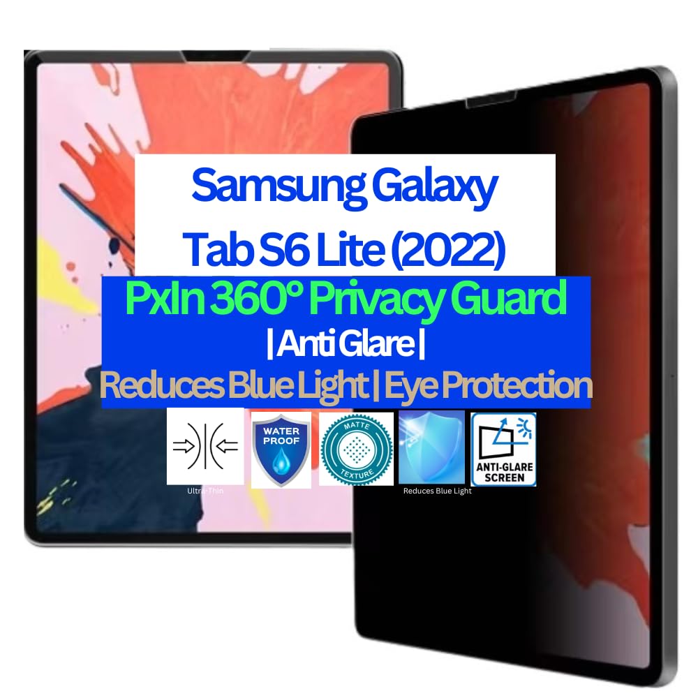 PxIn Tablet Privacy Guard compatible with Samsung Galaxy Tab S6 Lite (2022) | Privacy screen protector | Anti Glare | Anti Spy | Reduces blue light | Self healing from scratches | Eye Protection (B0D6LPJ8K7) Amazon Price History, Amazon Price Tracker
