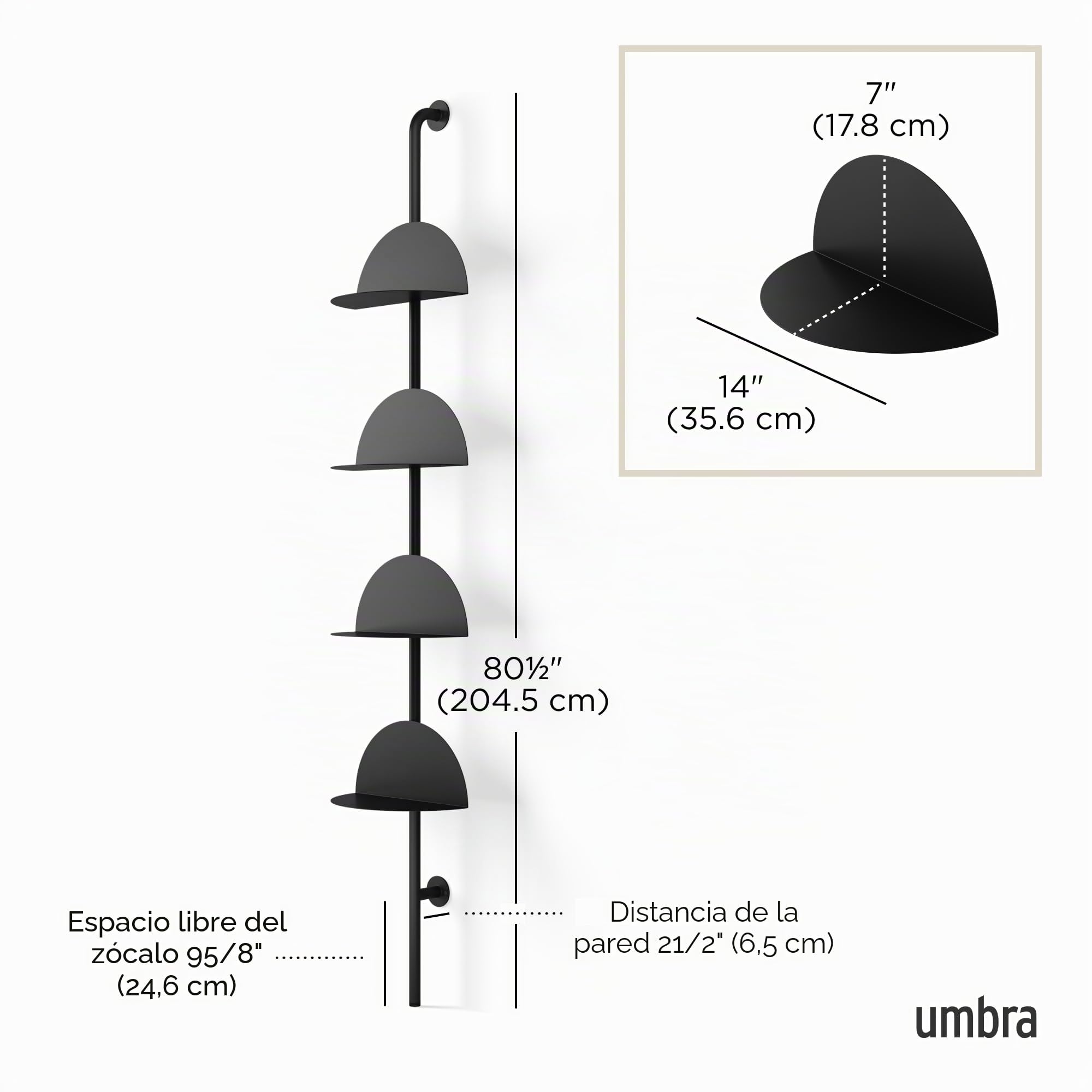 Umbra Solis - Estantes Ajustables, Color Negro
