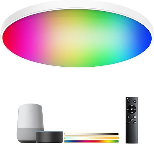 Embutir Redondo RGB + Dimmer, Plafon Led Sobrepor, 24w Plafon Inteligente Sobrepor, 3000k-65000k Plafon Inteligente, 16 Milhões de Cores Da Luz, 85-265v Luz Inteligente, Led Inteligente