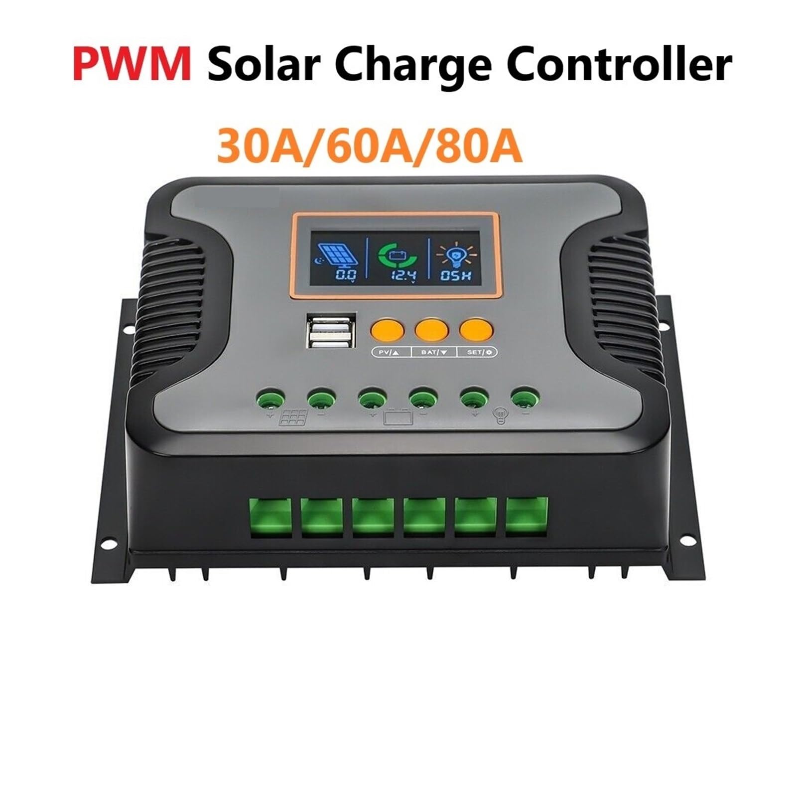 Controlador Automático De Carga Solar PWM 30 A, 60 A Y 80 A, 12 V/24 V/36 V/48 V, Regulador Descarga, Batería Dual(30A PWM controller)