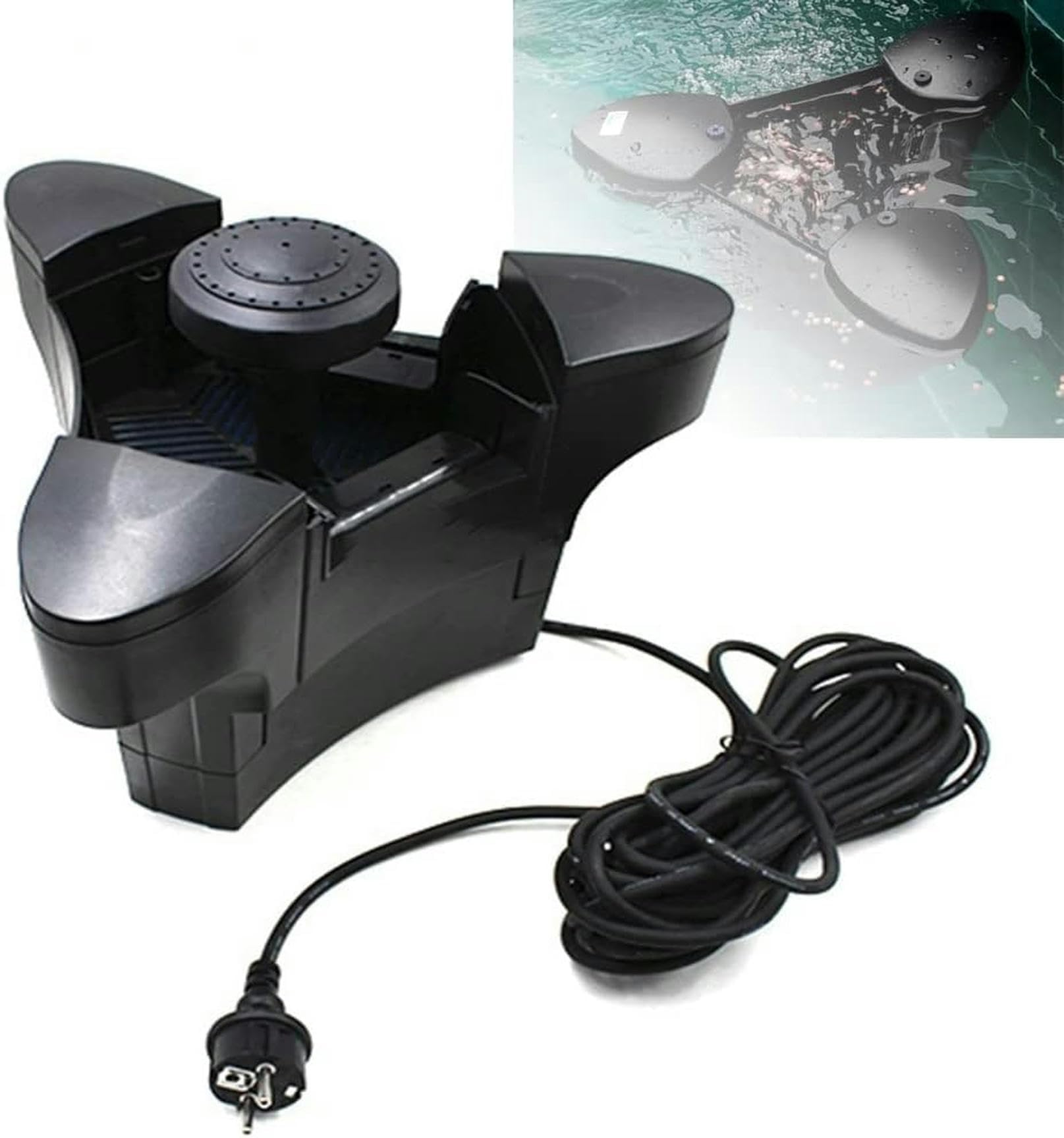 Skimmer automatico per la pulizia delle superfici della piscina, con 3 modalità di fontana, cattura continuamente detriti galleggianti, schiumatoio e chiarificatore per grandi laghetti e laghetti da