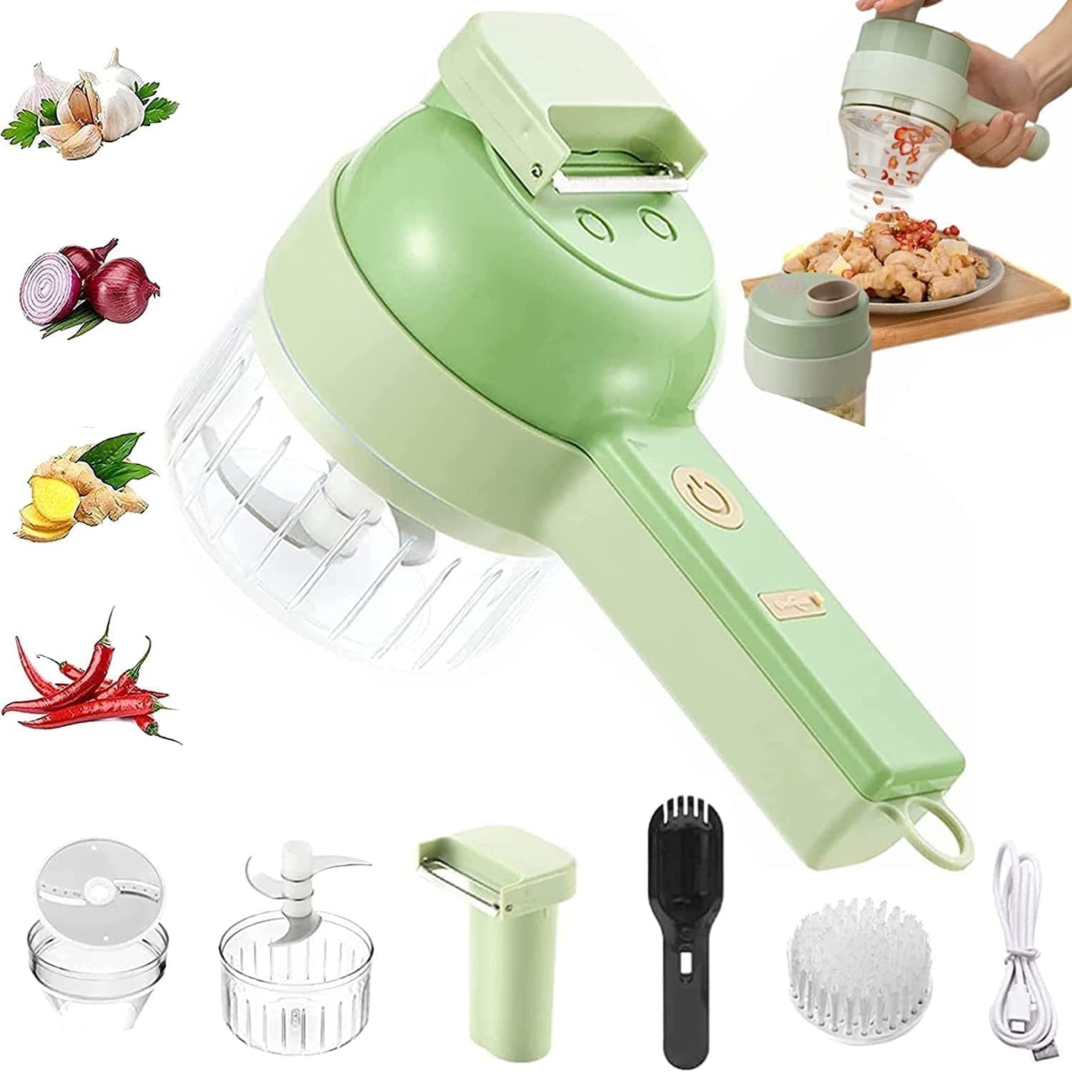 Amazon.co.jp: 4イン1ハンド電動野菜スライサーセット、野菜スライサー