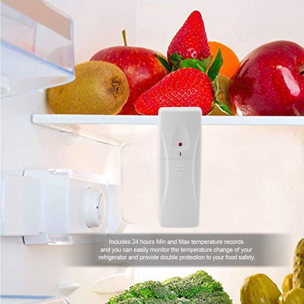 Thermomètre d'Alarme Sonore Numérique sans Fil de Réfrigérateur avec l'Affichage Min/Max de Sonde et 2Pcs Capteur