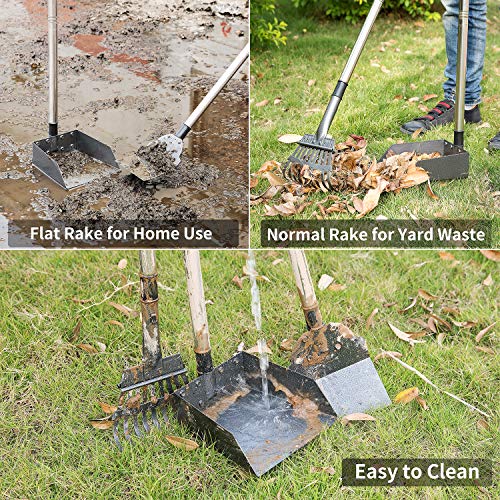 Yangbaga Hundekotschaufel aus Metall, 2 Rechen mit Verstellbarer Länge, 84 cm Langer Griff für große mittlere kleine Hunde