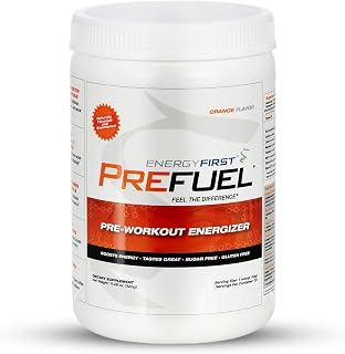 EnergyFirst Prefuel Pre-Workout Powder, Orange Flavor, Boost Energy, Endurance and Focus, Creatine Monohydrate Powder with Amino Acids, L-Tyrosine, Green Tea & Caffeine, Immune Support - 32 Servings