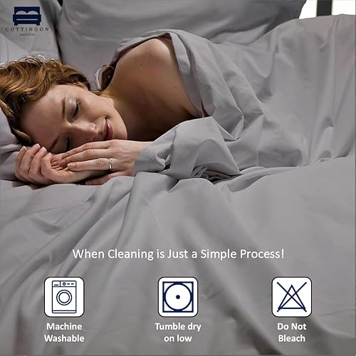 Miniatura 5 de Sábanas ajustables divididas tamaño King de 400 hilos divididos para camas ajustables, juego de 100% algodón egipcio puro de fibra larga (5