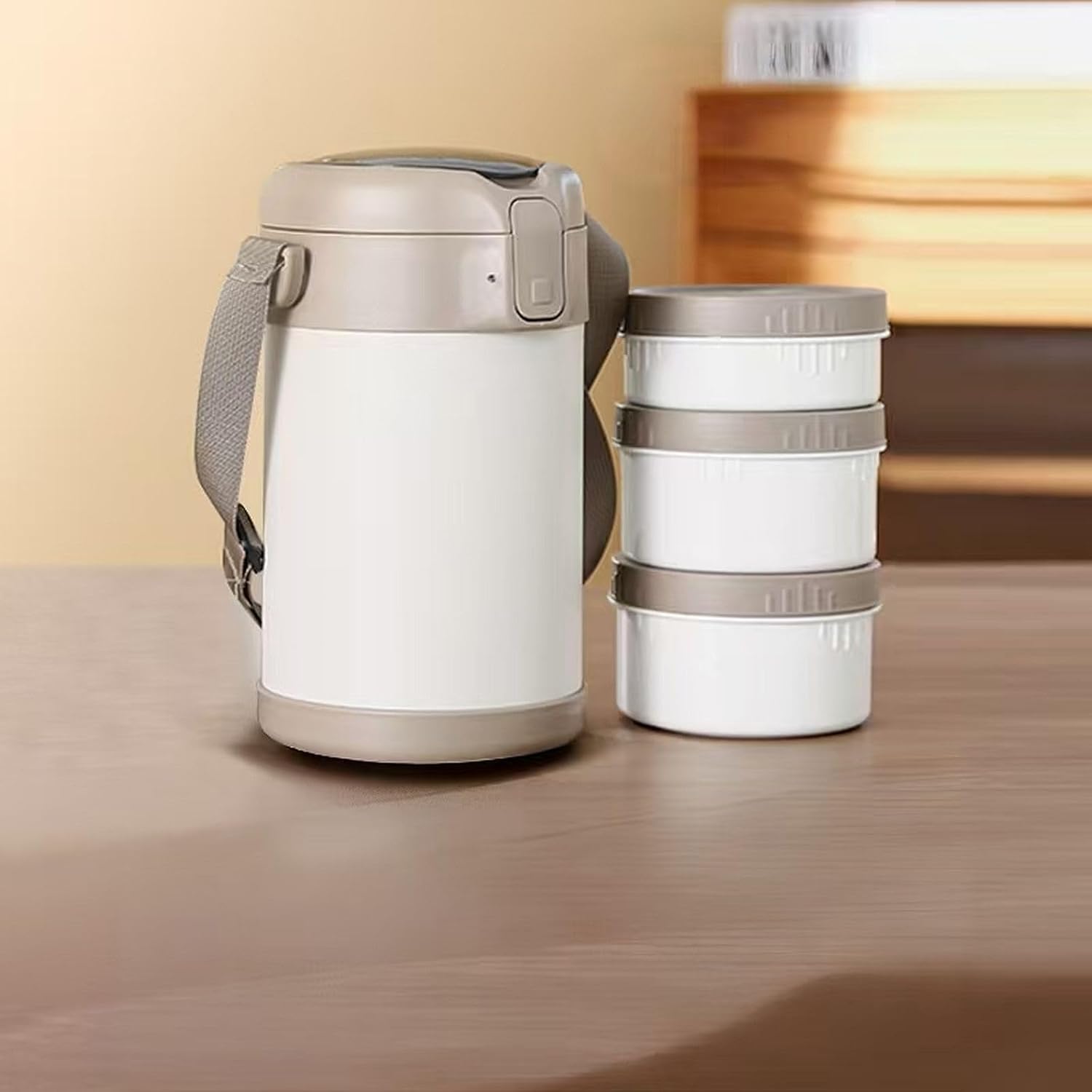 Stackable Stainless Steel Vacuum Leakproof Bottle, Practical Office Picnic Lunch Bo...