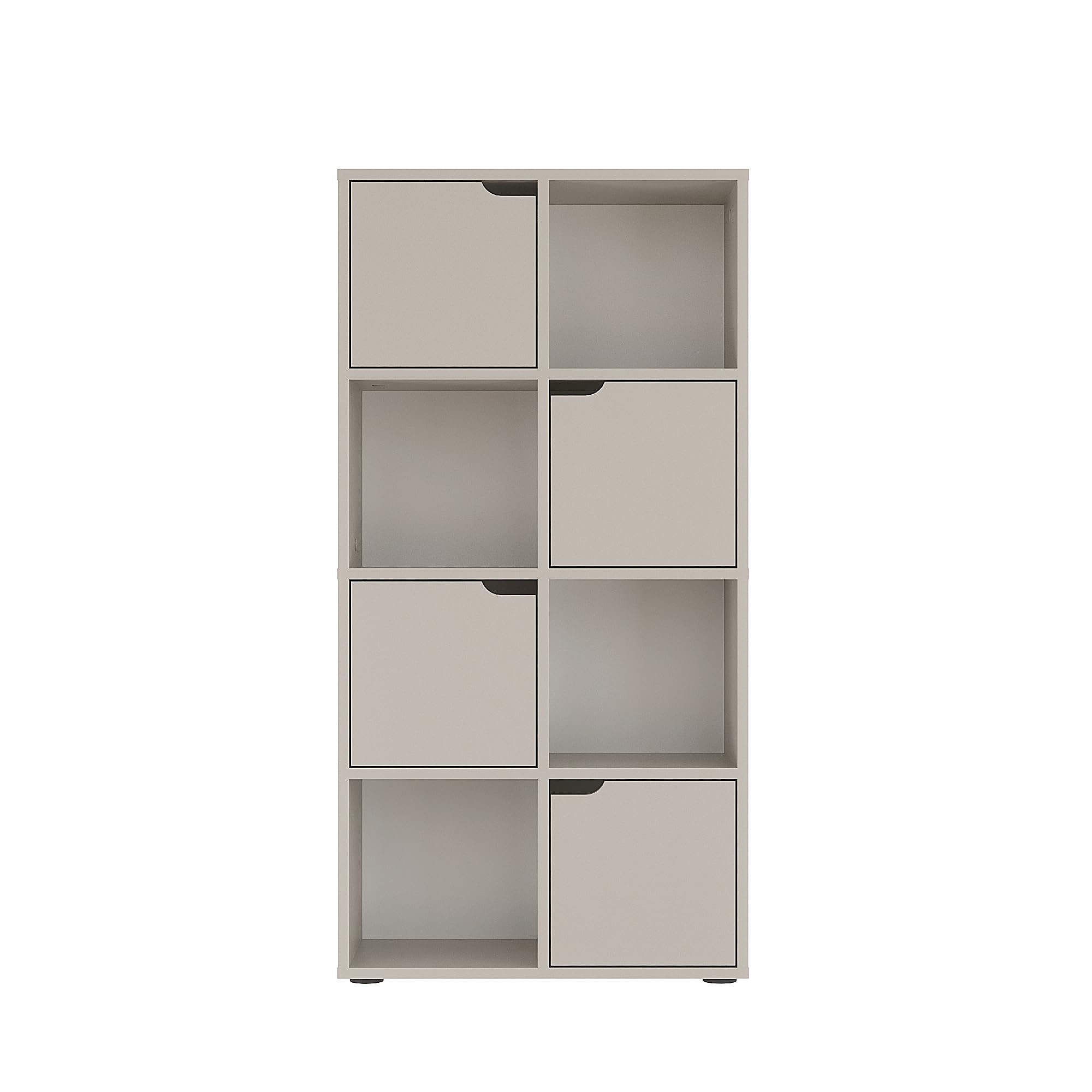 KOMTO Bücherregal Kaschmir – Würfelregal mit 4 Türen und 8 Fächern, Bücherschrank, Aufbewahrungsregal, Raumteiler Regal für Büro, Schlafzimmer und Wohnzimmer | Shelf8 60 x 30 x 122