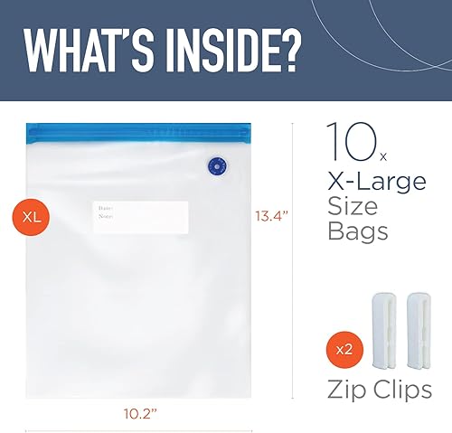 Miniatura 10 de OUII Bolsas Sous Vide para cocinas Joule and Anova  15 bolsas reutilizables sin BPA Sous Vide con bomba de mano al vacío en varios tamaños  Bolsas