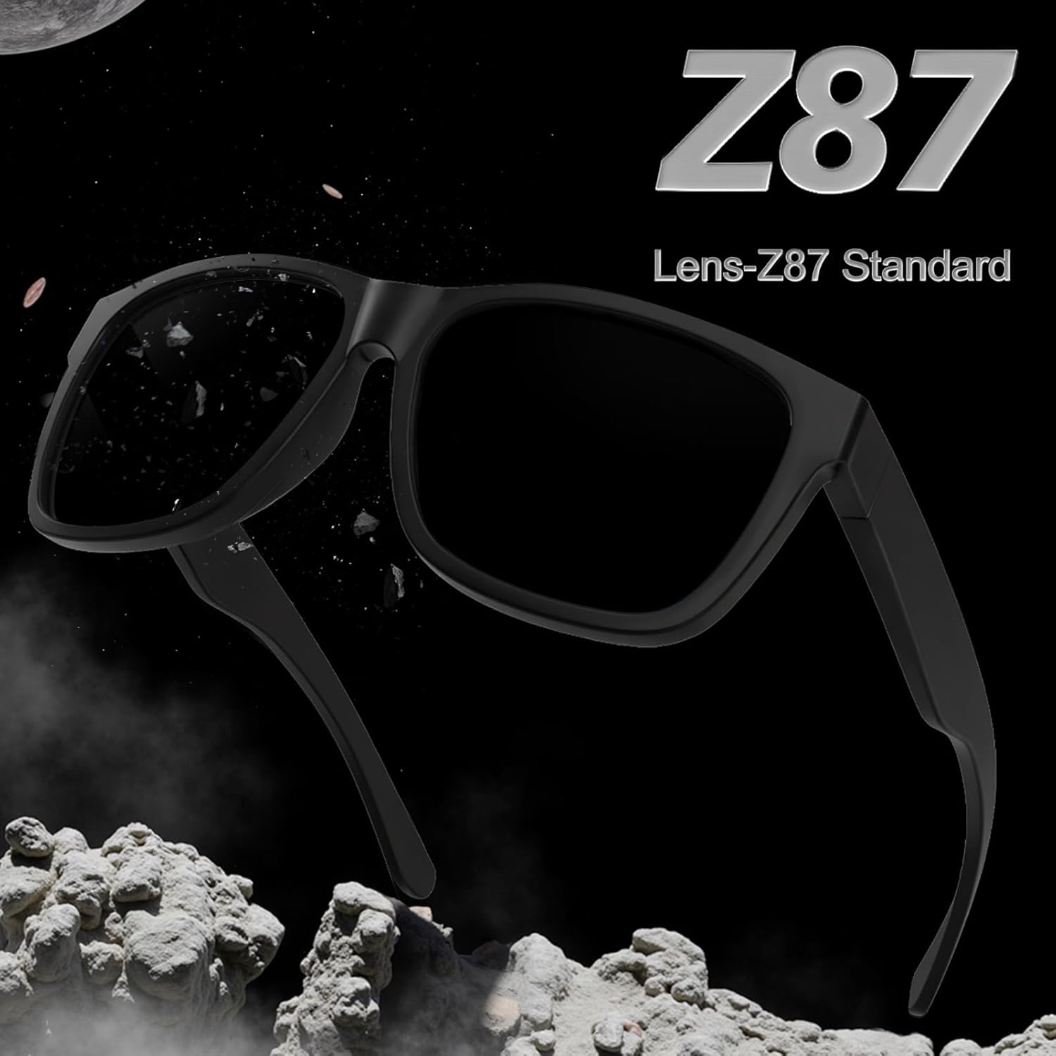 WISTON XL Z87 Sunglasses for Men Women UV400 Protection Lightweight TR90 Frame Square Shades for Driving Fishing Z8246