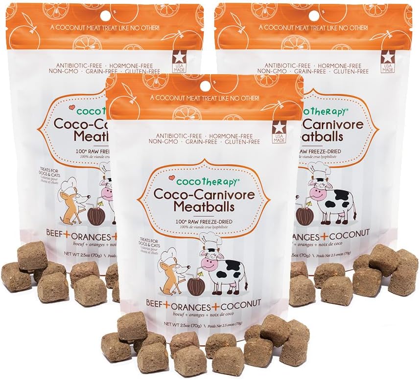 CocoTherapy 3 Pack of Coco-Canivore Meatballs Dog Treats, Beef