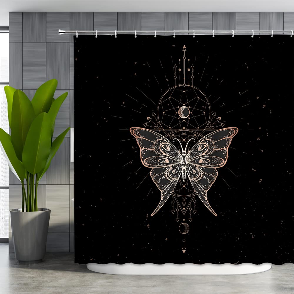 Duschvorhang Schwarzer Mond – Galaxie Design, Wasserdicht, 183x183 Cm, Mit Haken