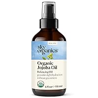 Vista 1 de Aceite de jojoba orgánico de Sky Organics (4 onzas líquidas) USDA Orgánico 100% puro y prensado en frío Aceite de jojoba sin refinar para piel grasa