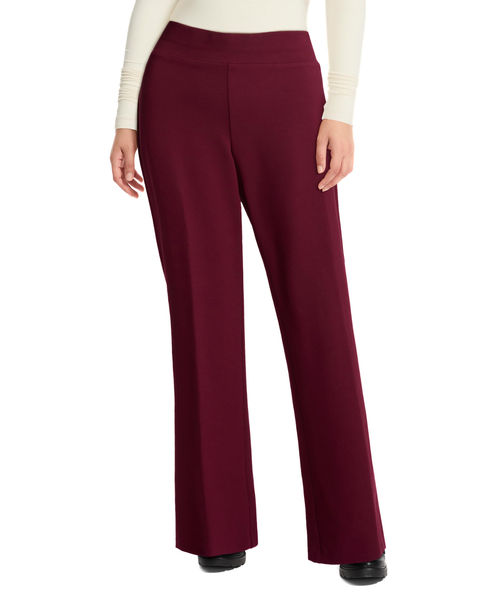 Anne Klein Womens Stretch Pull-on Wide-Leg Pant