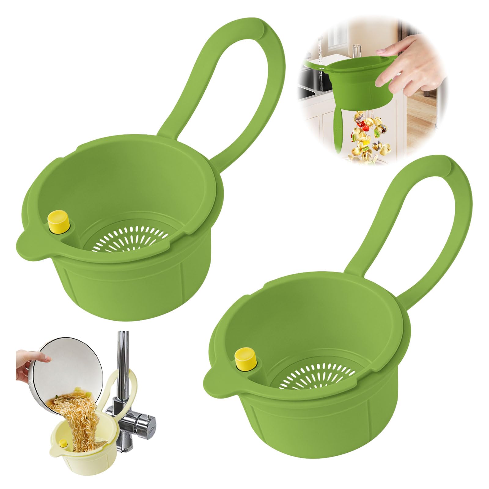 2 Pezzi Cestino Scolapiatti da Lavello, Filtro Lavandino Rimovibile Adatto per Pulire e Riordinare Cucina (Verde)