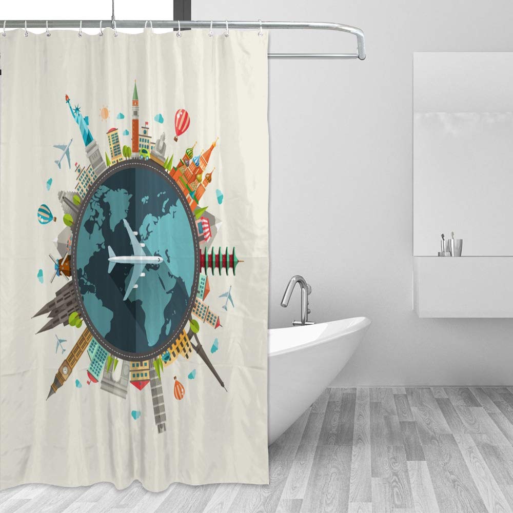 Rideau de douche imperméable rideaux de salle de bain 66x72 inch