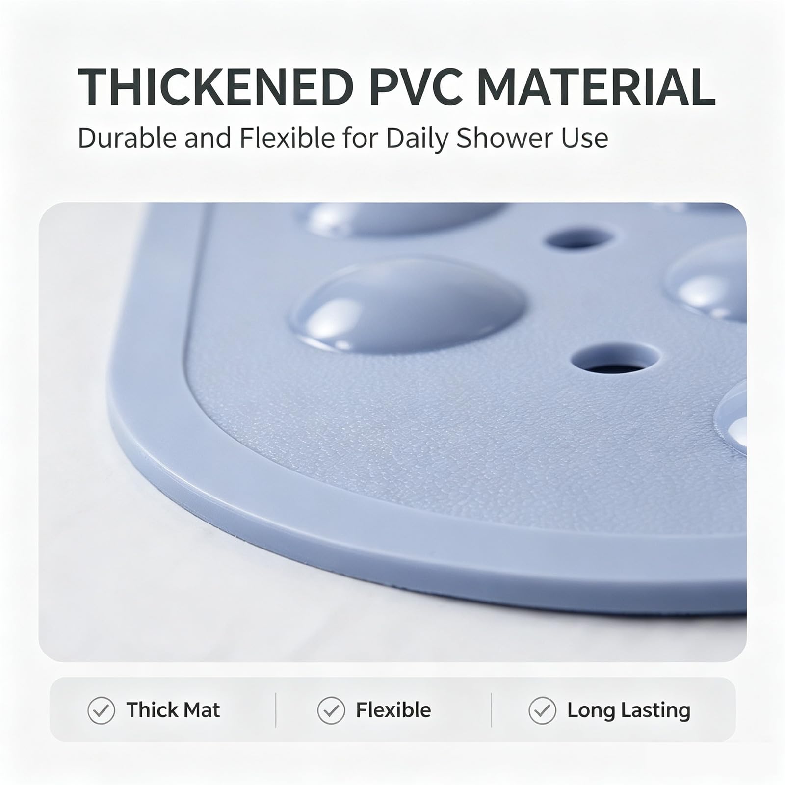 Antideslizante para Ducha PVC Suave Alfombrilla Ducha Seis tamaños disponibles Lavable a Máquina con Ventosa Drenaje Enrollable Secado Sin Olores Función de masaje para los pies Adecuado húmedas