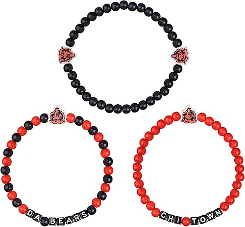 Miniatura 3 de FOCO NFL - Paquete de 3 pulseras de la amistad con cuentas con logotipo de equipo de la NFL unisex para adultos