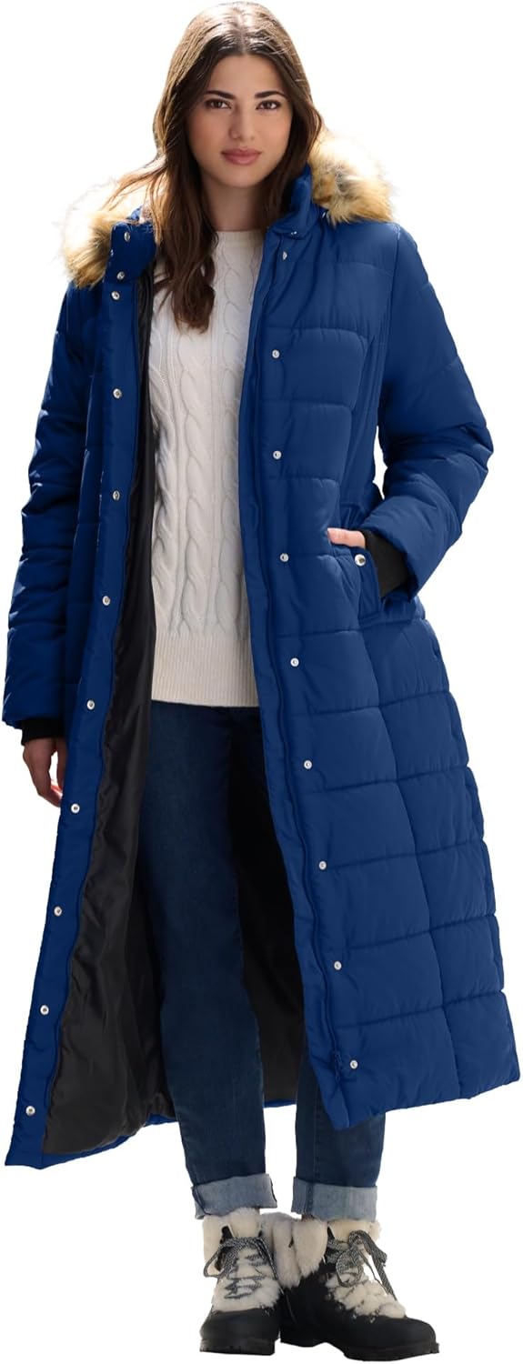 Roaman's Women's Plus Size Maxi Length Puffer Coat