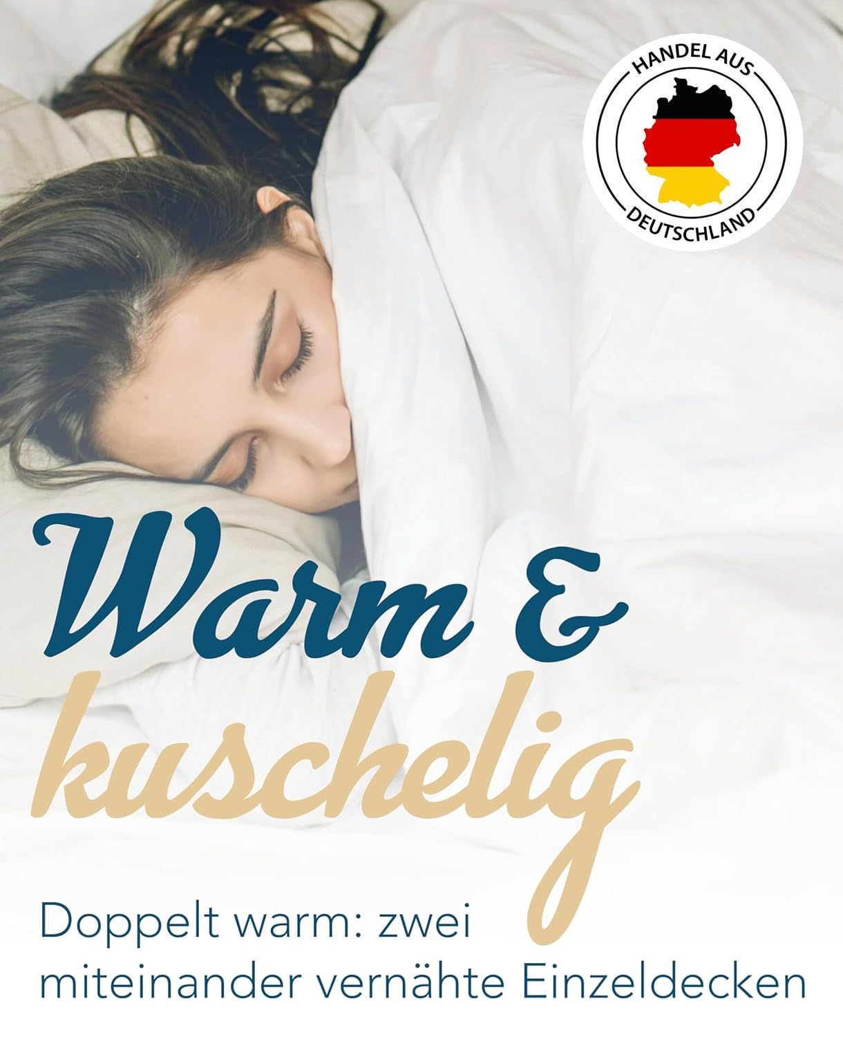 Sympathica Kamelhaar Bettdecke 100% Kamelhaar | Kamelhaardecke Duo warm | Winterdecke | Ganzjahresdecke | 200x200 cm | 30° Wäsche | Oeko-TEX-Zertifiziert | Made in Germany