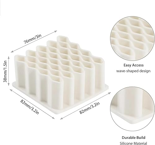 Miniatura 6 de Li & Zhao Organizador de ungüentos, soporte de almacenamiento para brochas de maquillaje, soporte para lápices de diseño ondulado, organizador de