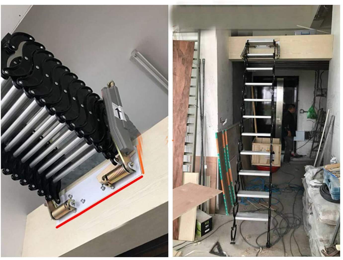 Buy Pure White Folding Ladder Loft Stair/12pcs Pedals Narrow Wall