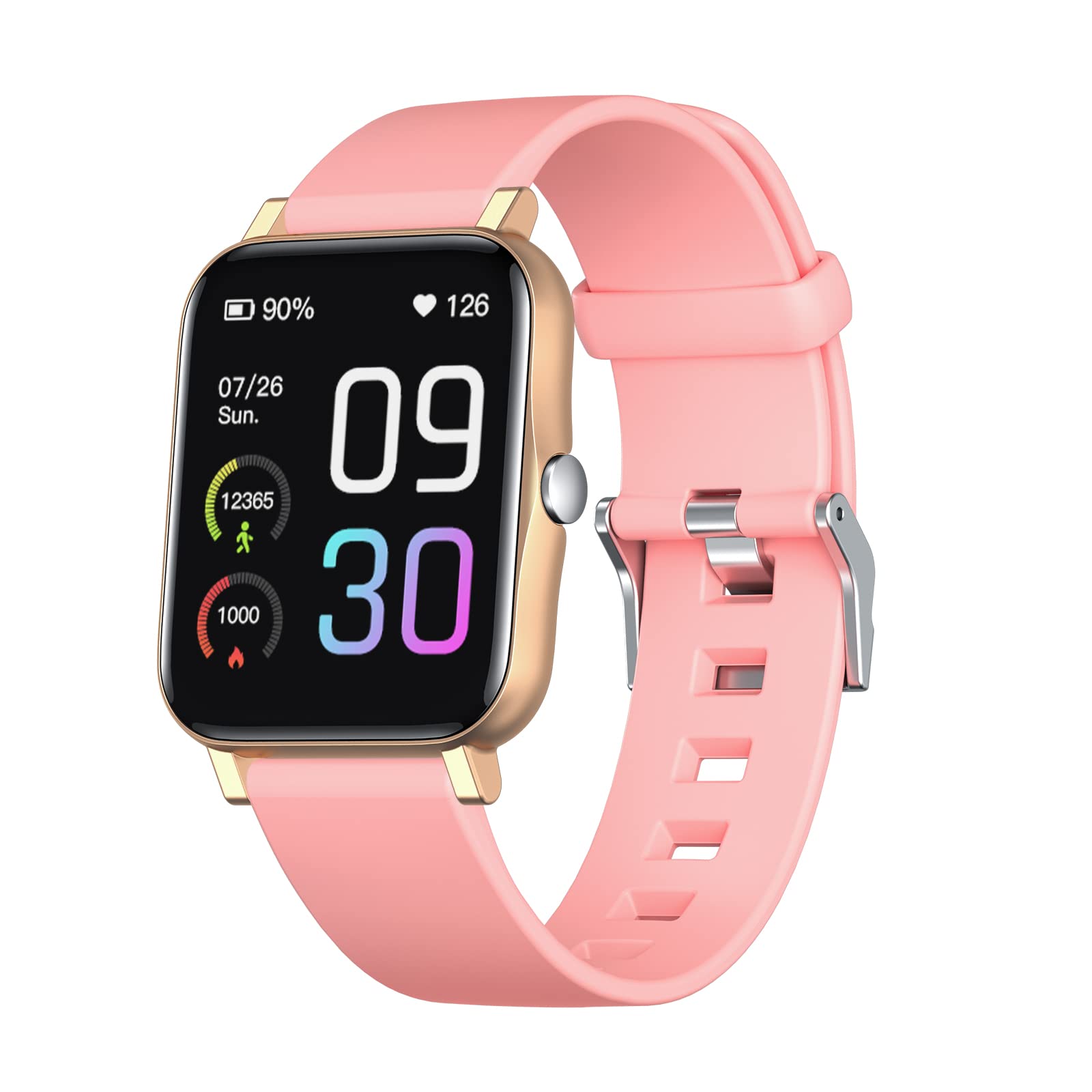 Fitness Tracker Wristband Smart Watch 1.7 '' TFT Waterproof IP68 MET. Heart Rate, Blood Pressure, Blood Oxygen, Body Temperature, Activity Tracker, 100 Exercise Modes Calories (Rose Gold)-image-1