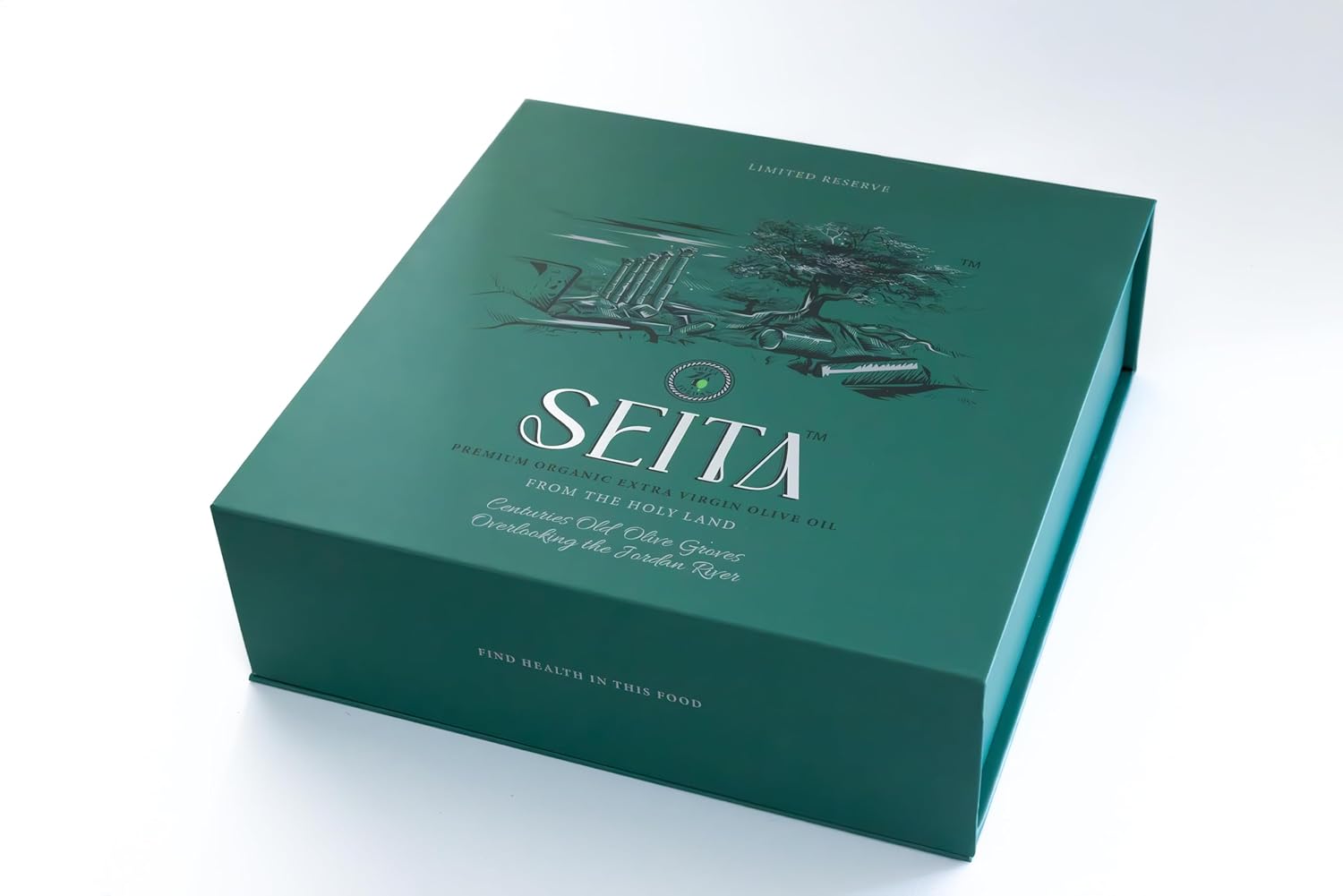Seita Olive Oil Gift Box 500ml – Organic Extra Virgin Olive Oil Cold Pressed, Polyphenol Rich EVOO in Reusable Artistic Glass Bottle with Spout – Premium Olive Oil for Cooking & Gifting