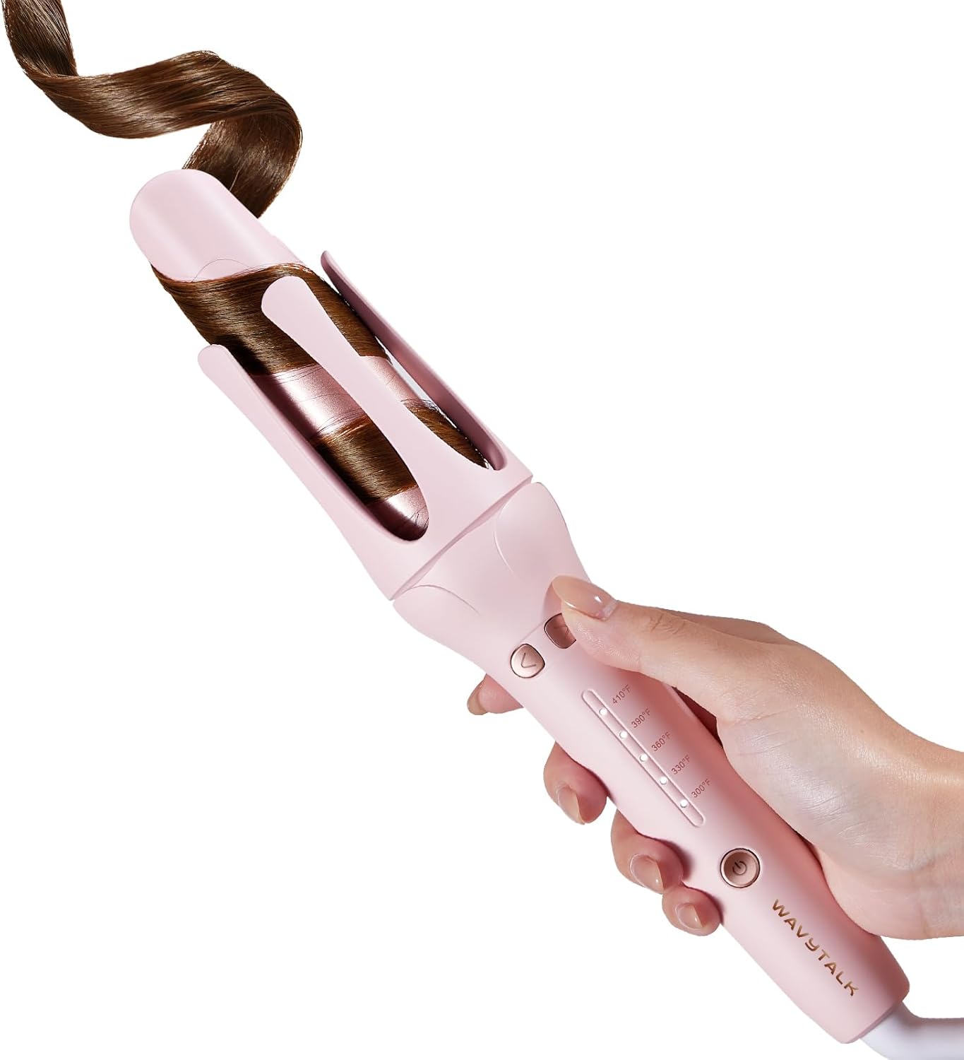 Automatic Curling Iron, Automatic Hair Curler for Shiny & Effortless Curls, Dual Voltage Curling Iron & Lightweight for Travel (1.25 Inch, Pink)