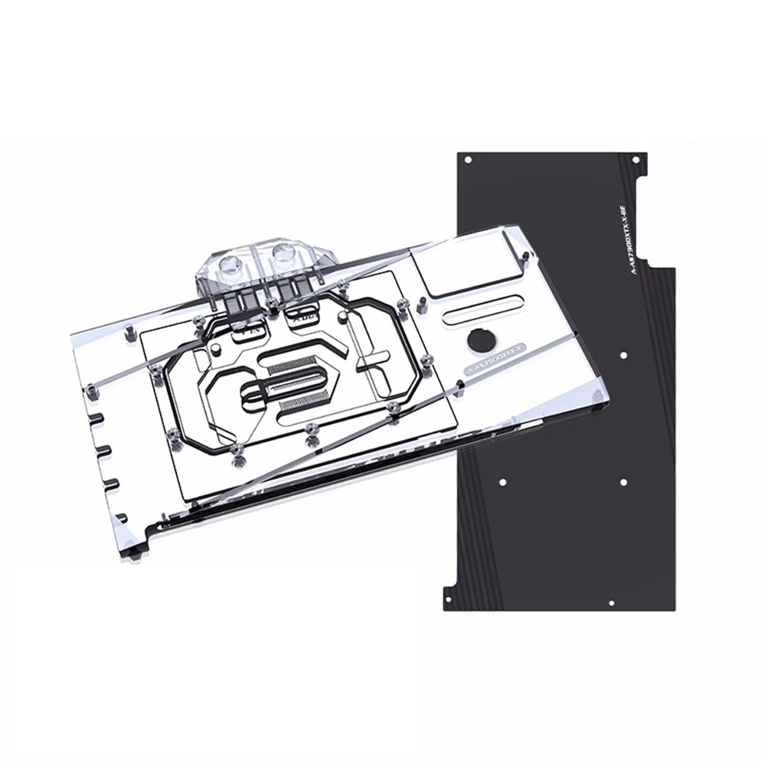 GPU Water Block Use for ASUS TUF RX9070 /RX9070XT, Prime RX9070XT O16G Graphics Card - Copper GPU Water Cooling Block with Metal Backplate/RGB Aura 5V RBW