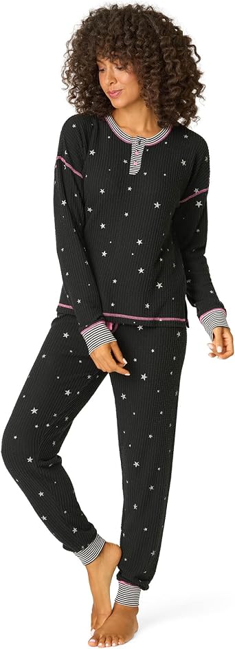 PJ Salvage Womens Ski Jammie Classics Thermal Long-sleeve Top and Pajama Pant 2-piece Set