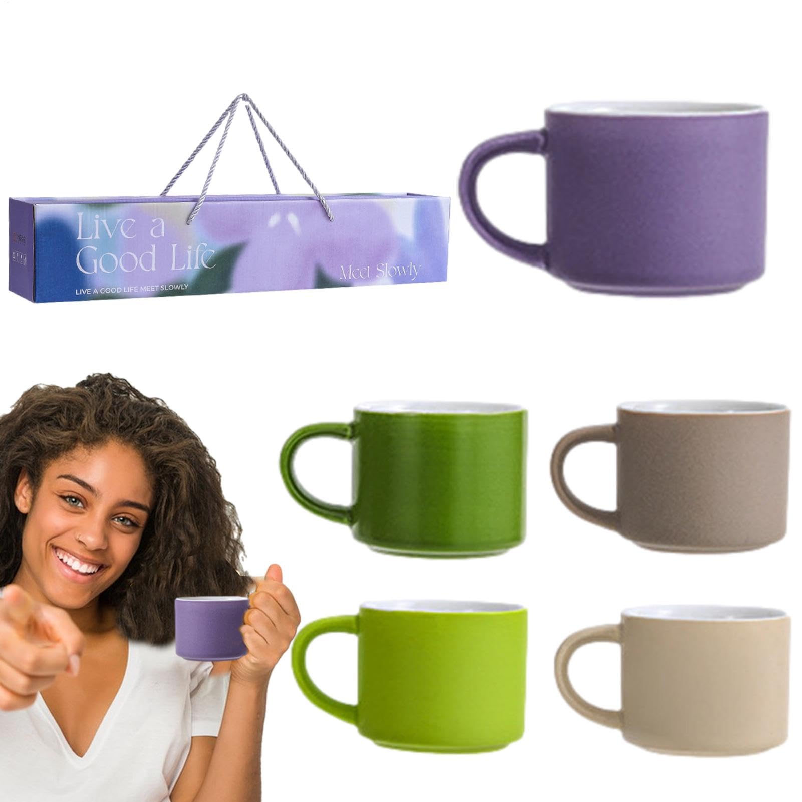 Tasse de voyage avec poignée céramique et set de tasses amusantes pour thé