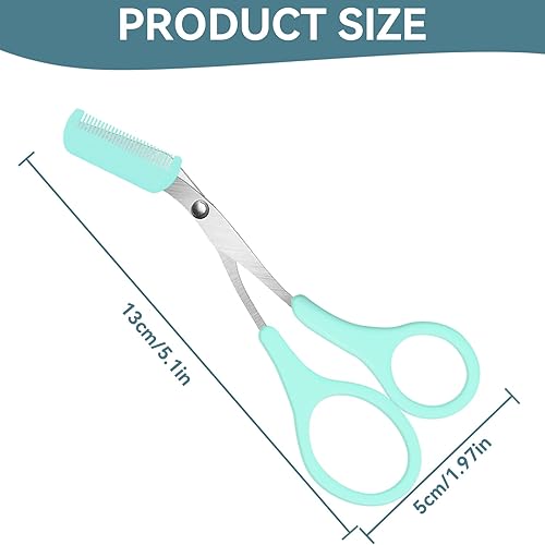 Miniatura 7 de Tijeras de acero inoxidable para cejas con peine, agarre antideslizante para dedos, eliminación de pelo, tijeras de recorte de cejas para hombres y