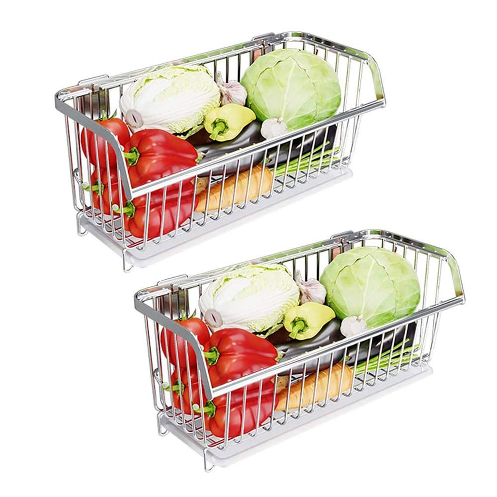 Cesta de almacenamiento de acero para verduras, la solución para ordenar despensas estrechas