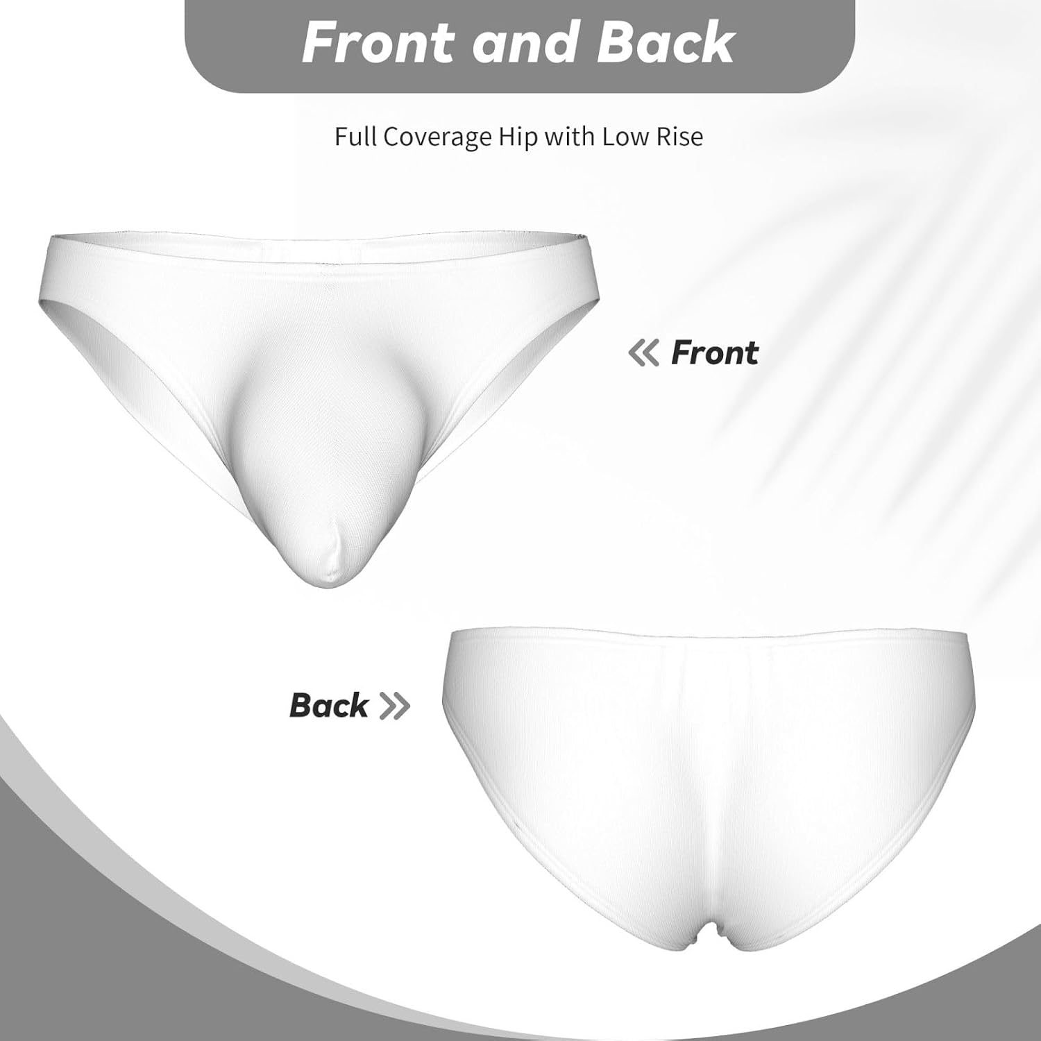 Solid color white Men's Bikini Underwear - Soft Breathable Elasticity Comfort for Everyday Wear