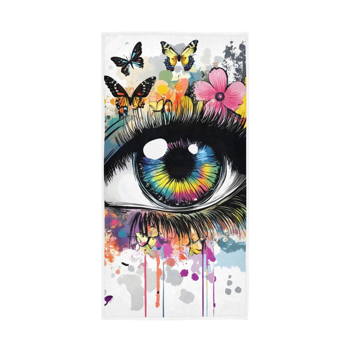 HUYGD Eye with Floral Butterfly Hand Towel, Hand Towels for Bathroom Clearance 15 x 30 Inches