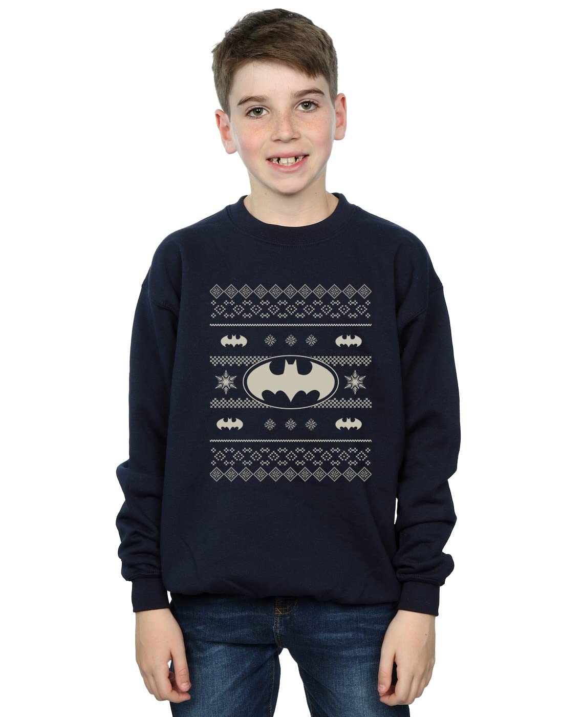 DC Originals Boys Christmas Knit Batman Sweatshirt Navy Blue 5-6 Years