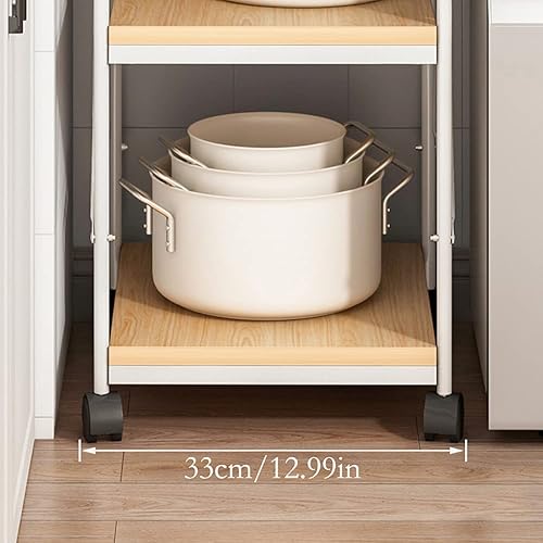 Miniatura 4 de Carrito de almacenamiento delgado de 4 niveles, estantes de almacenamiento sobre ruedas, estantes de almacenamiento deslizables, unidad móvil