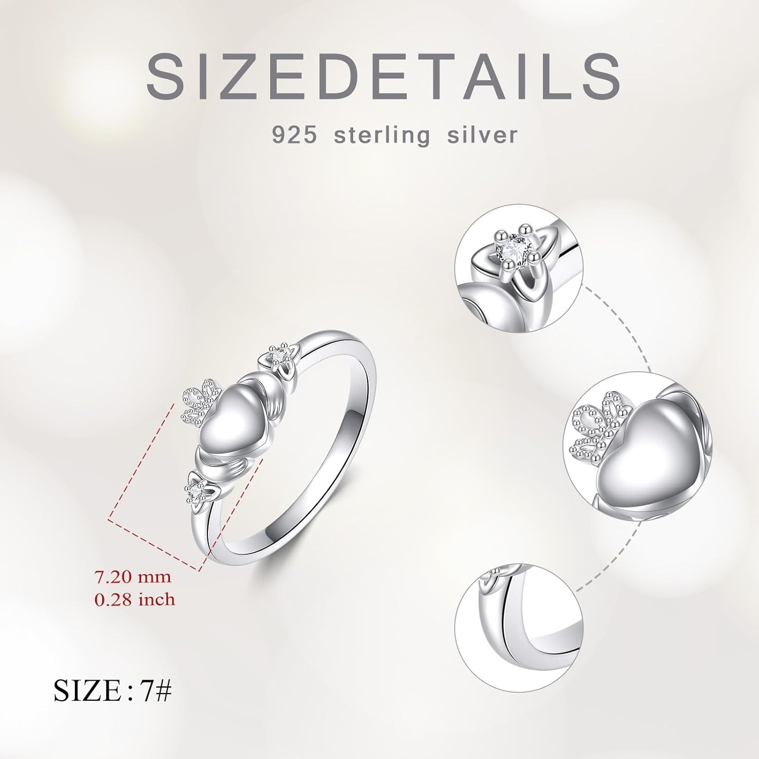 925 Sterling Silver Claddagh Ring/Celtic Knot Ring for Women, Irish Wedding Rings, Celtic Knot Irish Jewelry for Women - Image 6