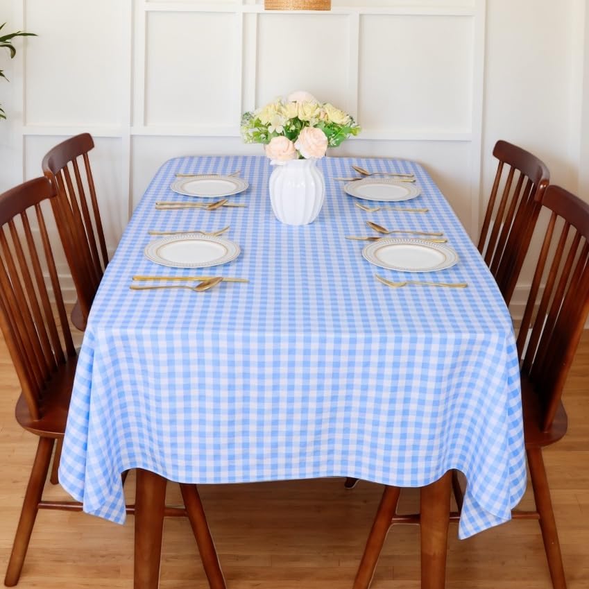 ShinyBeauty Blue Checkered Tablecloth Square Table Cloth 54X54 Inch Farmhouse Tablecloths Blue and White Gingham Overlay for Dining Tables Decor